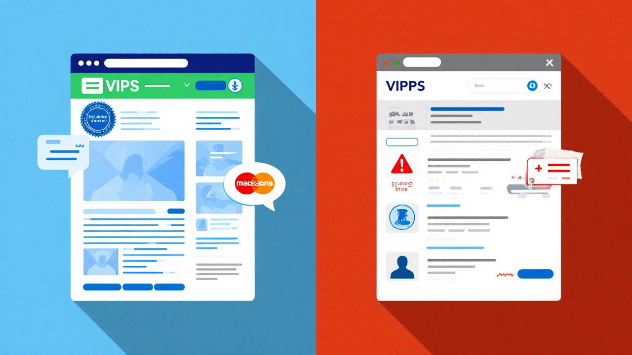 Side‑by‑side illustration comparing a verified pharmacy page to a shady listing.