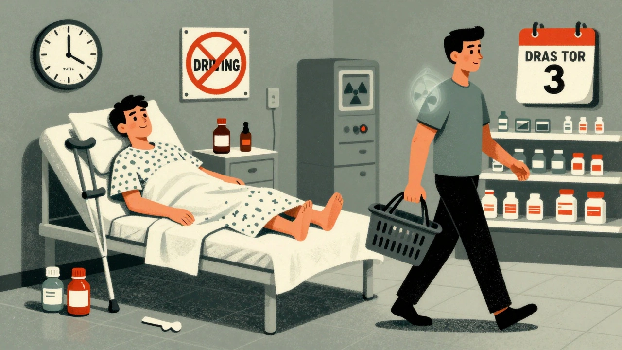 Contrasting scenes of post-surgery recovery versus low-disruption radiation treatment lifestyle