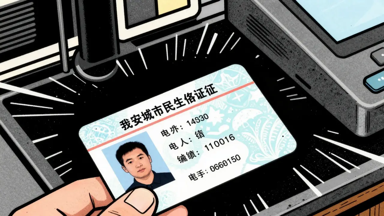 Identification card being scanned for restricted purchase verification